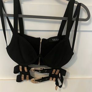 Black with gold detailing crop top